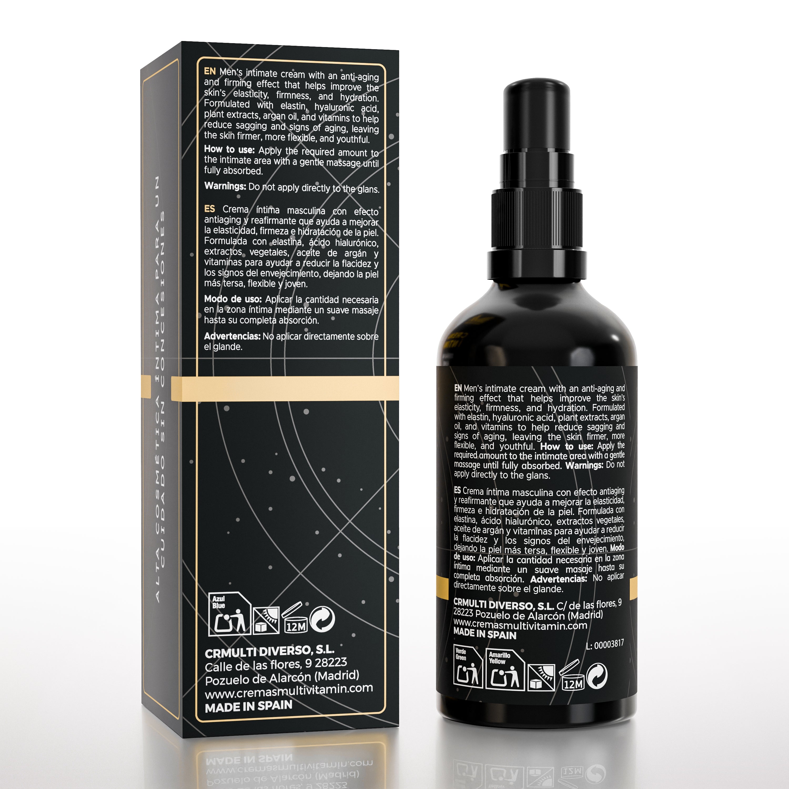 Multivitamin Crema Revitalizante Íntima Masculina con Maca, Sangre de Grado y Ginseng, Fórmula Completa, 100 ml