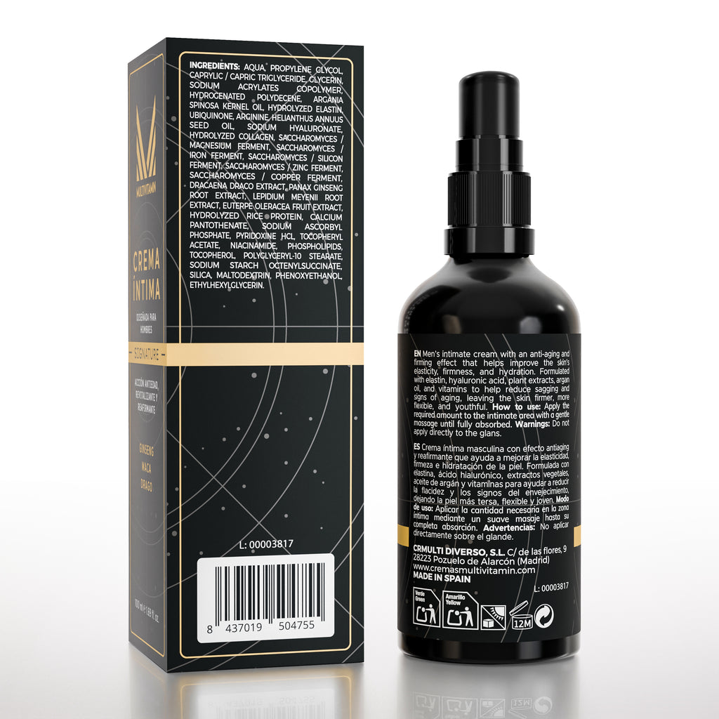 Multivitamin Crema Revitalizante Íntima Masculina con Maca, Sangre de Grado y Ginseng, Fórmula Completa, 100 ml