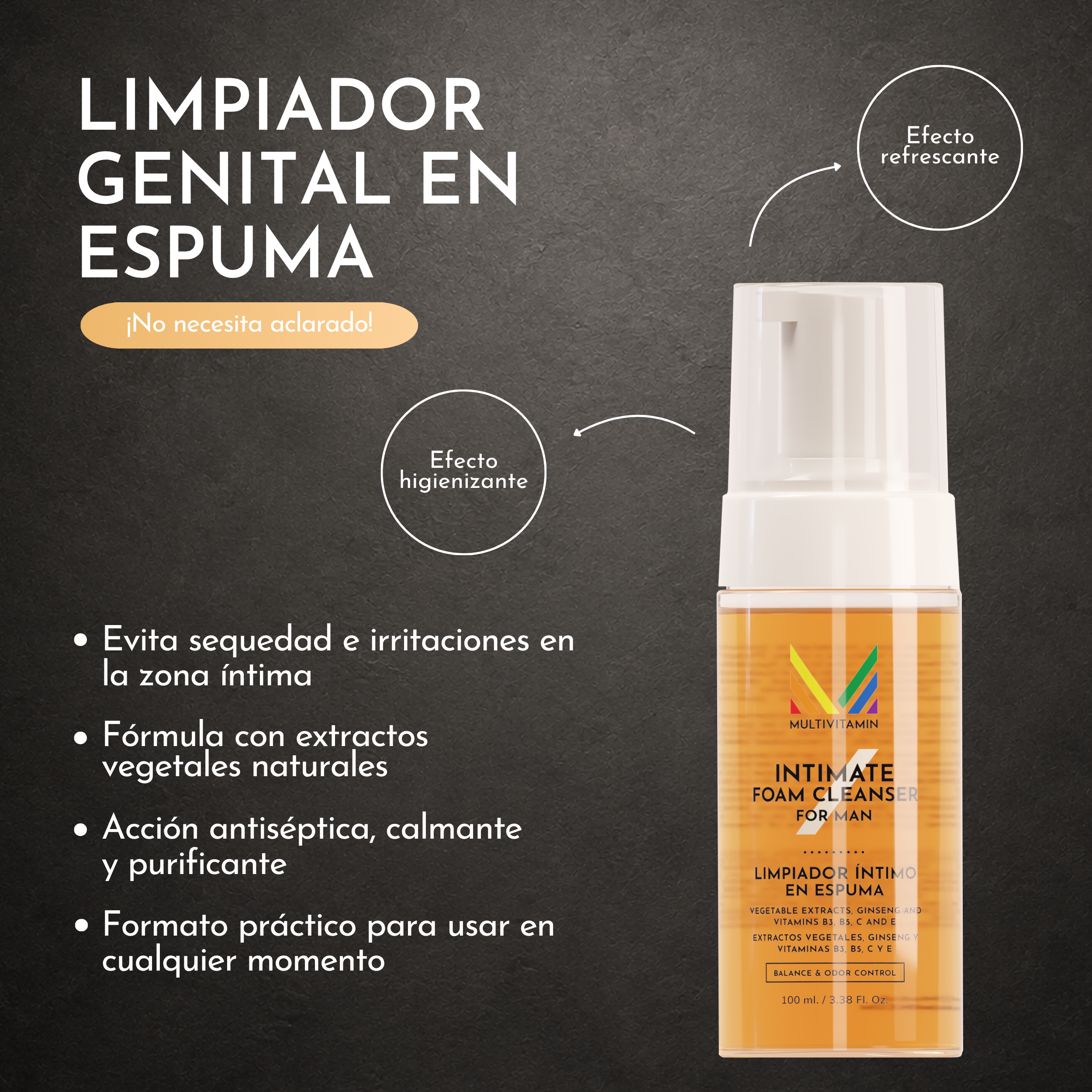 Limpiador en seco genital masculino. Limpiador en seco para hombres